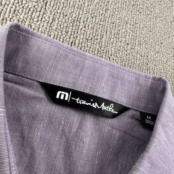 Travis Mathew Shirt Adult Medium Purple Button Up Short Sleeve Golf Casual Men's - Picture 9 of 14